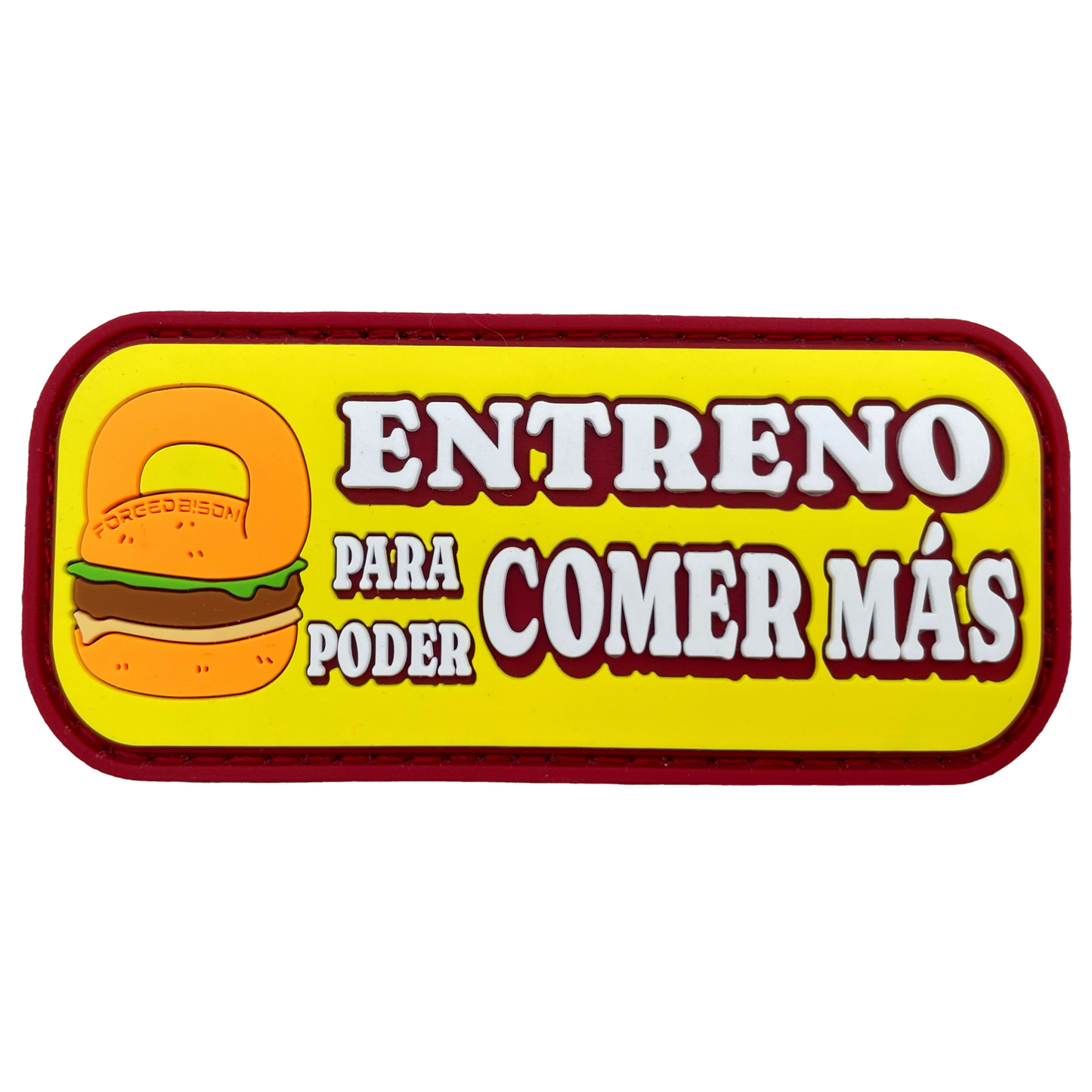 Parche "Entreno para poder comer más" PVC con velcro - Forged Bison