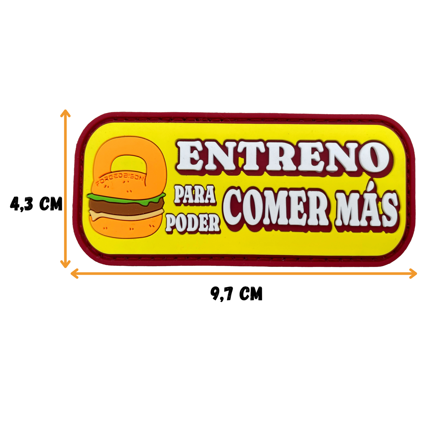 Parche "Entreno para poder comer más" PVC con velcro - Forged Bison