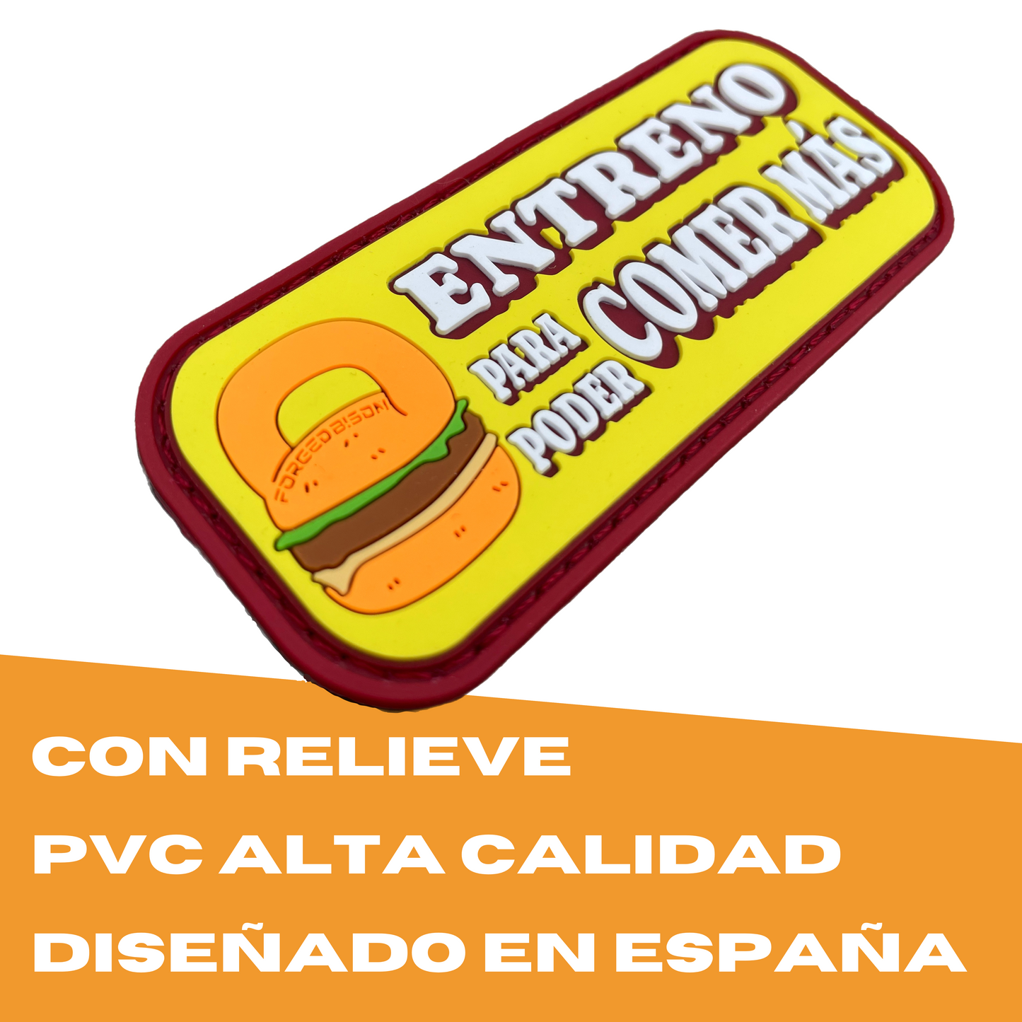 Parche "Entreno para poder comer más" PVC con velcro - Forged Bison