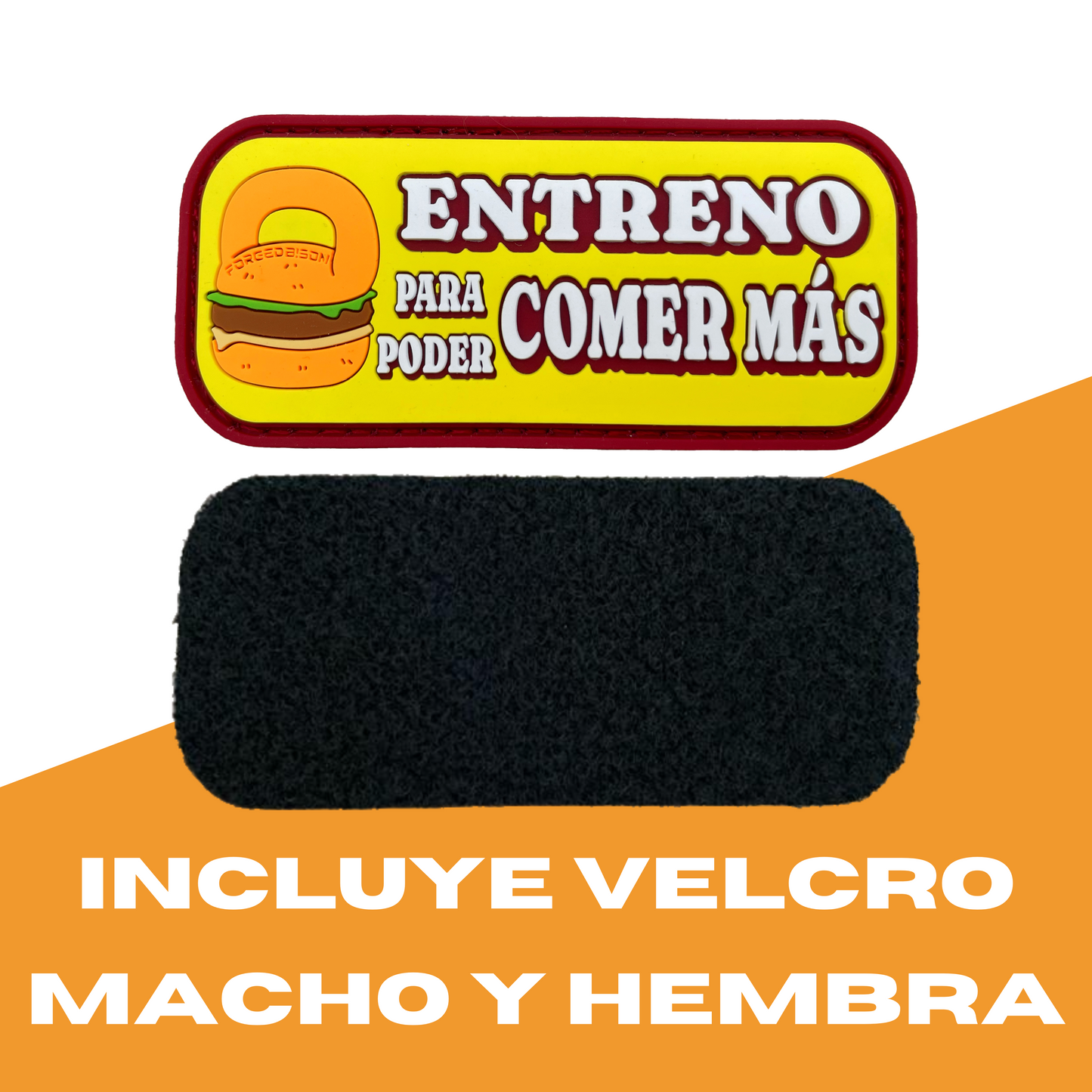 Parche "Entreno para poder comer más" PVC con velcro - Forged Bison