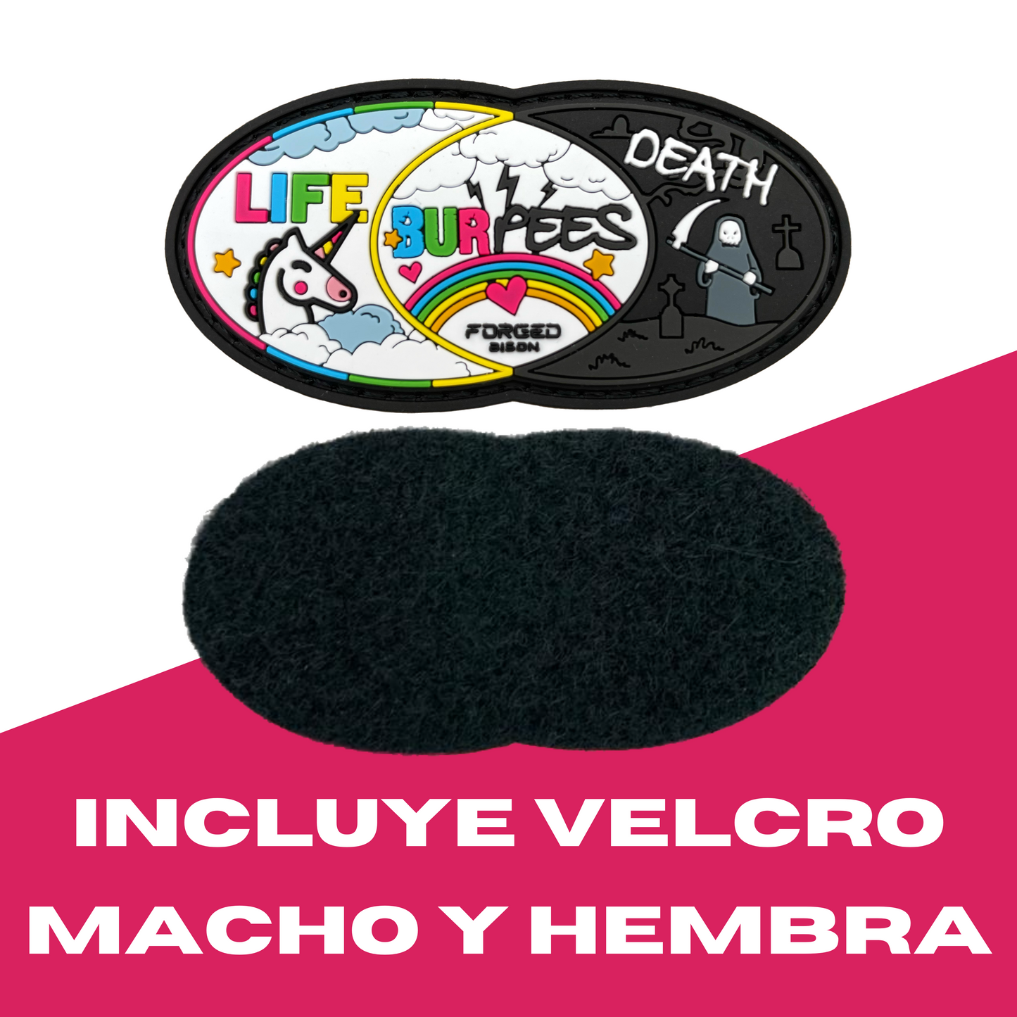 Parche "Life Death Burpees" PVC con velcro - Forged Bison